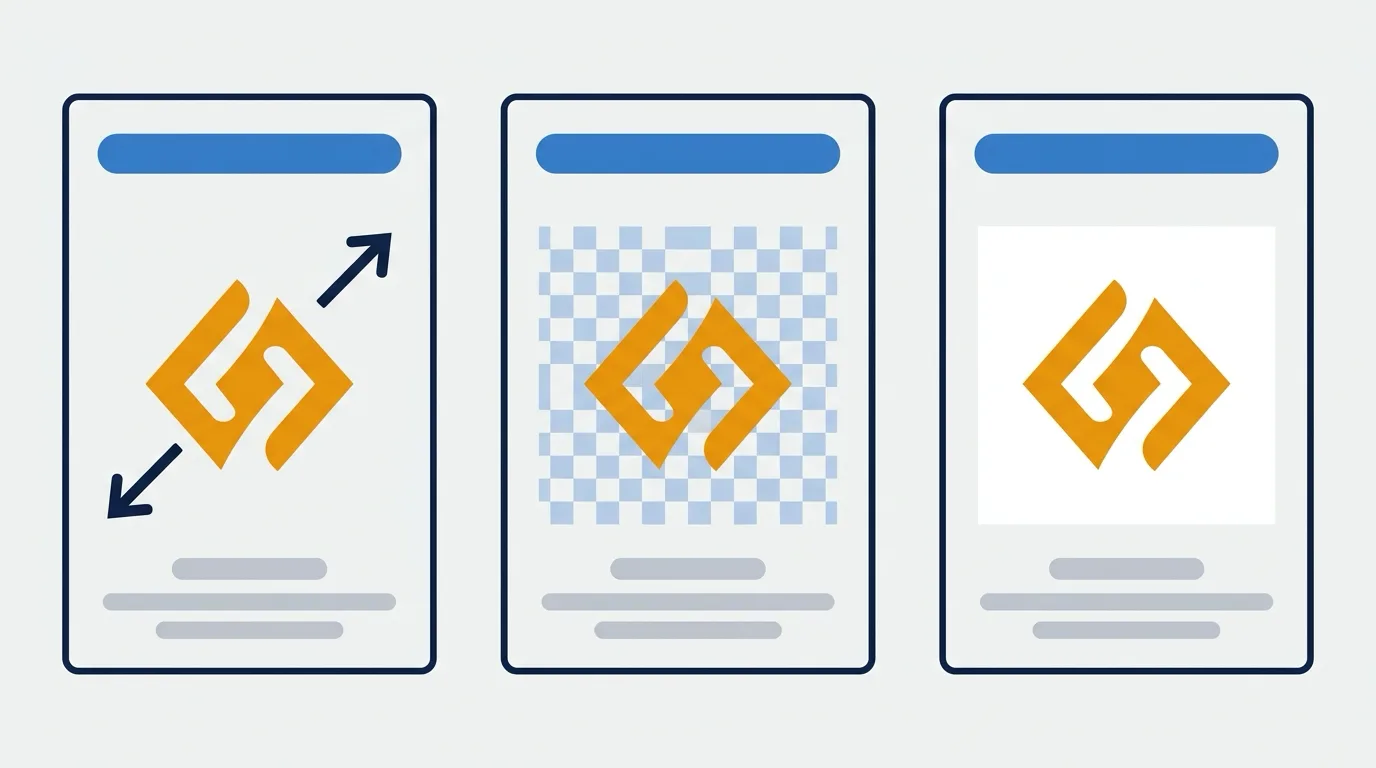 イメージ図（数値はサンプル） データ — ロゴデータの形式比較。AI/SVG、PNG（透過）、JPGの違いを実際のロゴで比較