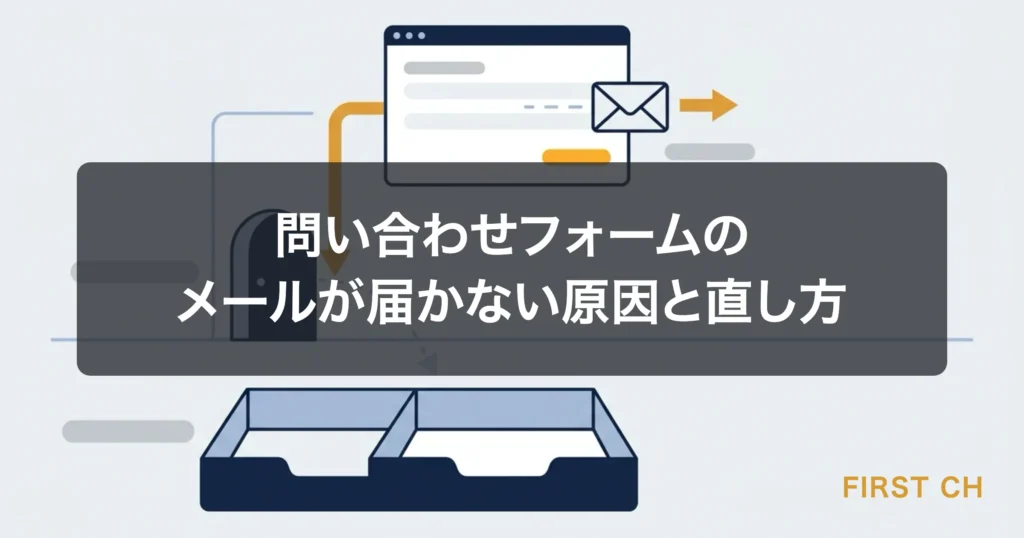 アイキャッチ — 送信された問い合わせが途中で止まり、受信箱まで届いていない経路を表した図