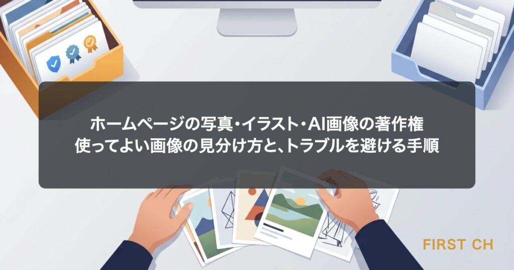 アイキャッチ — 机の上に並んだ写真やイラストのカードを、出所が分かるものと分からないものに仕分けている様子を示した図